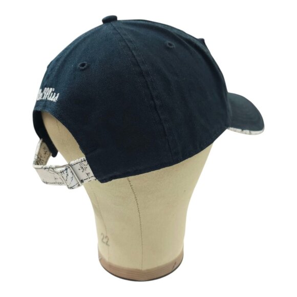 47 Brand Ole Miss Logo Script Back Tuck Strap Cap Trucker Baseball Navy Blue Hat - Picture 14 of 14